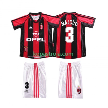 Billiga Fotbollströjor AC Milan MALDINI 3 1999 Retro Barn Hemma tröja 1998 Kortärmad